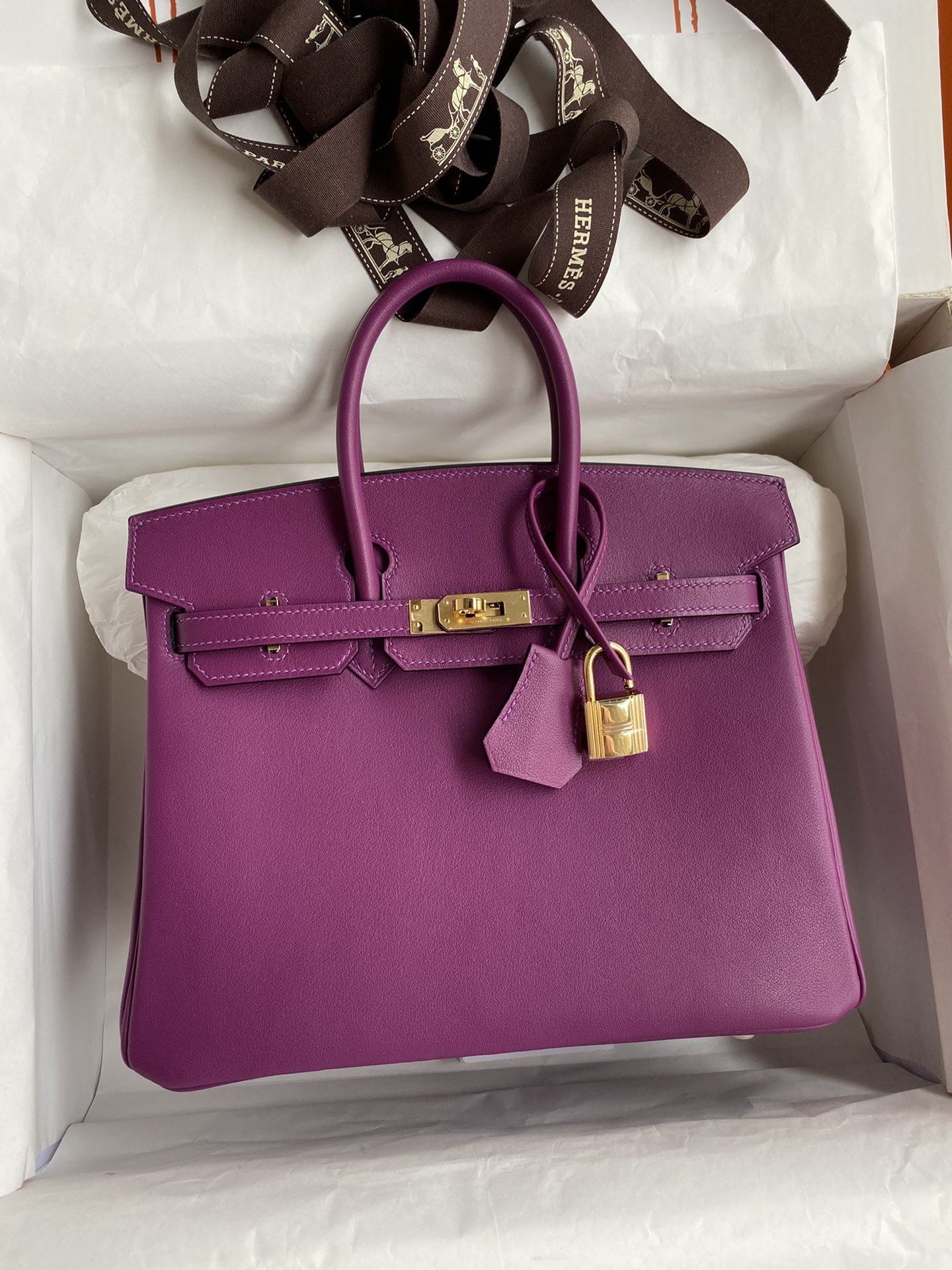 Hermes Birkin 30CM Swift Leather Handbag Purple